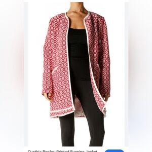Cynthia Rowley Red and White Textured Jacket